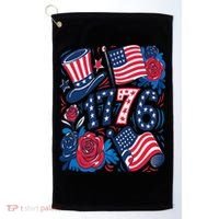 America 1776 4th Of July Independence Day Boho Flower Golf Towel thumb 0