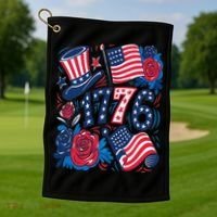 America 1776 4th Of July Independence Day Boho Flower Golf Towel thumb 1