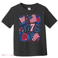 America 1776 4th Of July Independence Day Boho Flower Toddler T-Shirt thumb 0