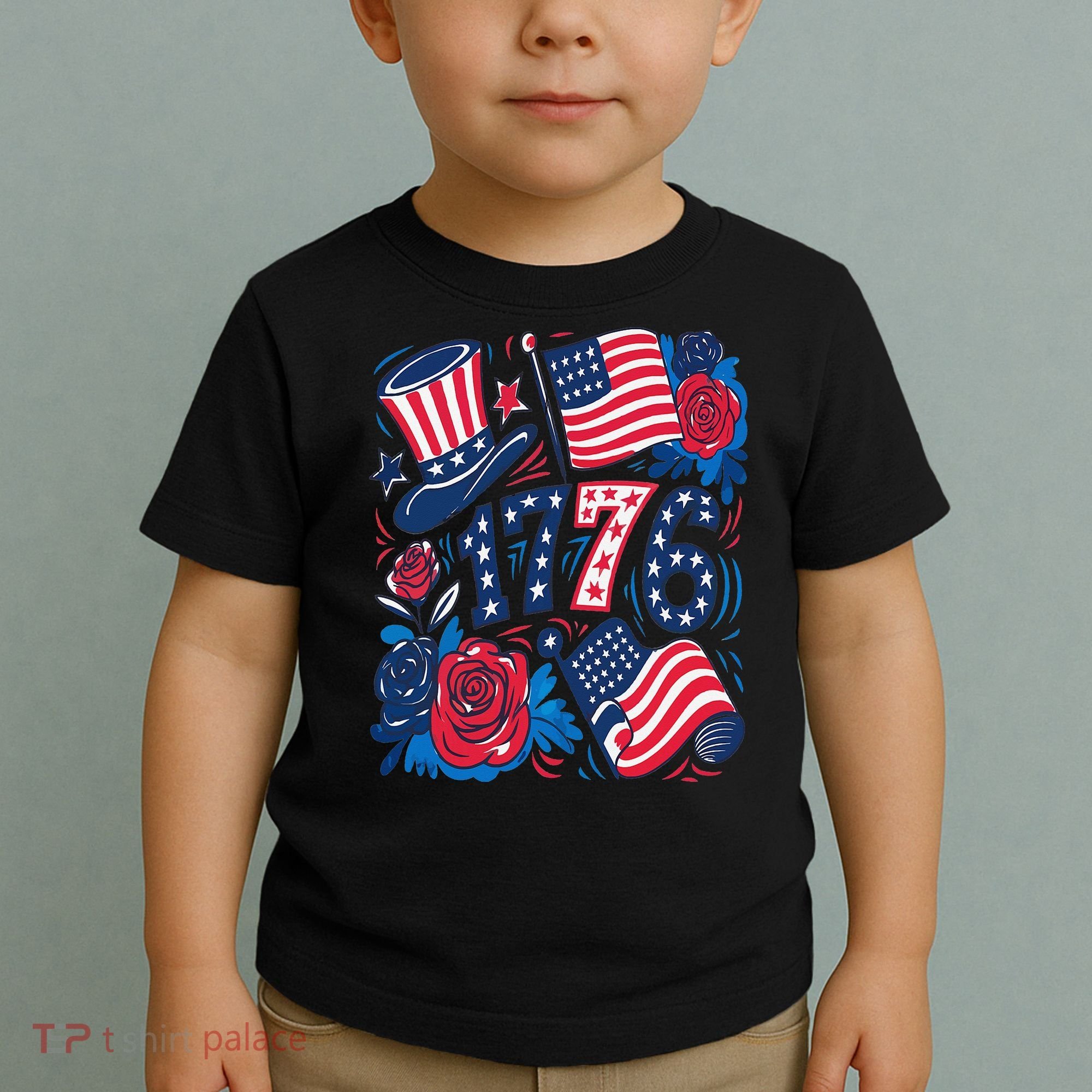 America 1776 4th Of July Independence Day Boho Flower Toddler T-Shirt