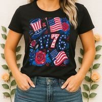 America 1776 4th Of July Independence Day Boho Flower Women's T-Shirt thumb 2