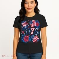 America 1776 4th Of July Independence Day Boho Flower Women's T-Shirt thumb 4