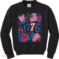 America 1776 4th Of July Independence Day Boho Flower Kids Sweatshirt thumb 0