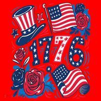 America 1776 4th Of July Independence Day Boho Flower Santa Hat thumb 1
