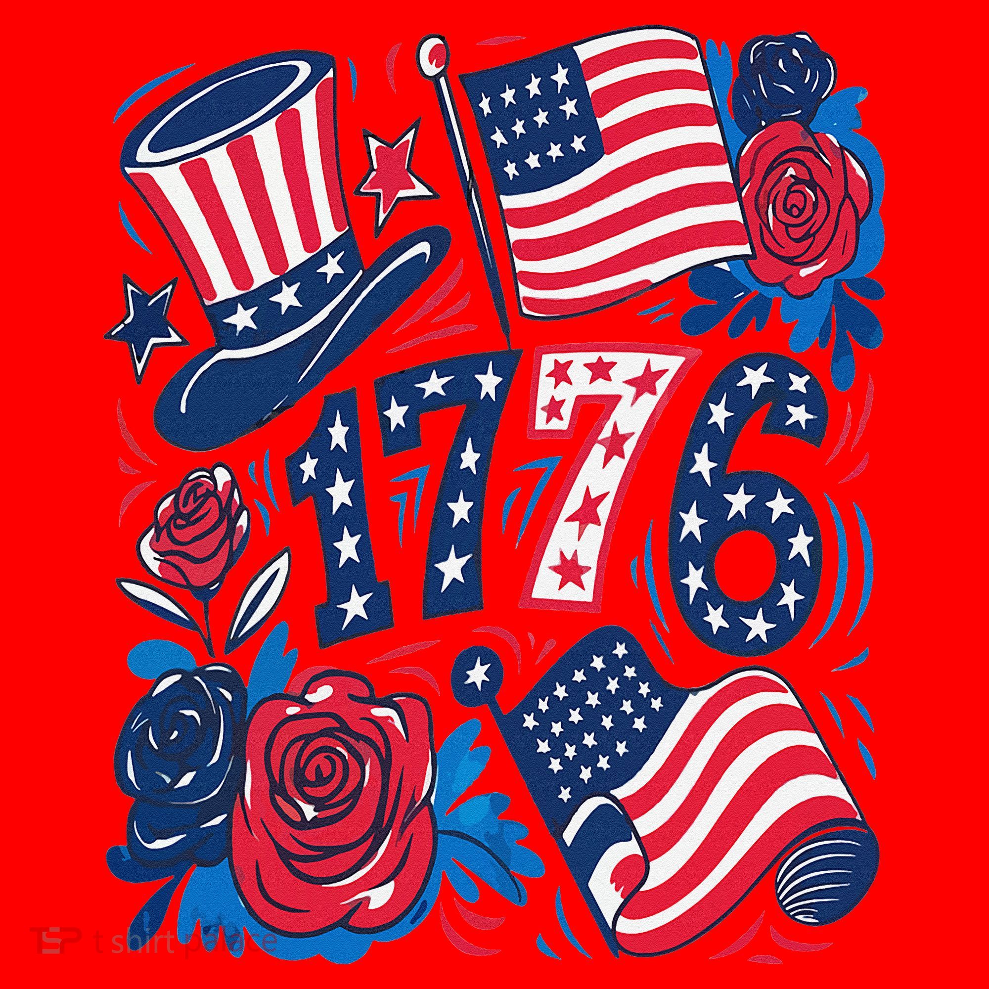 America 1776 4th Of July Independence Day Boho Flower Santa Hat