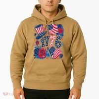 America 1776 4th Of July Independence Day Boho Flower Hoodie thumb 2
