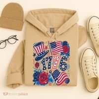 America 1776 4th Of July Independence Day Boho Flower Hoodie thumb 4