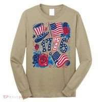 America 1776 4th Of July Independence Day Boho Flower Long Sleeve Shirt thumb 0