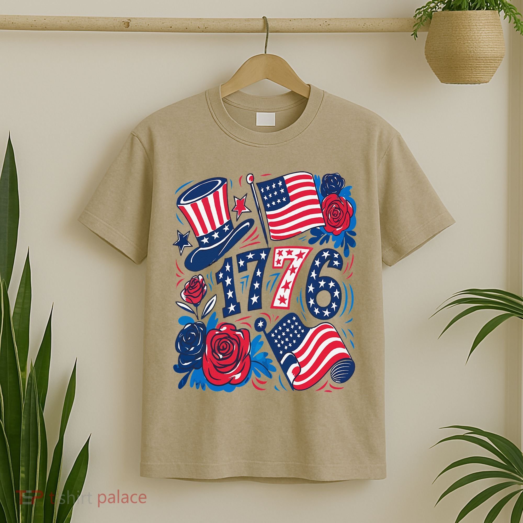America 1776 4th Of July Independence Day Boho Flower T-Shirt