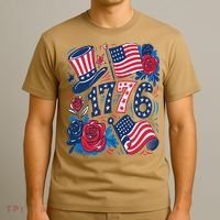 America 1776 4th Of July Independence Day Boho Flower T-Shirt thumb 3