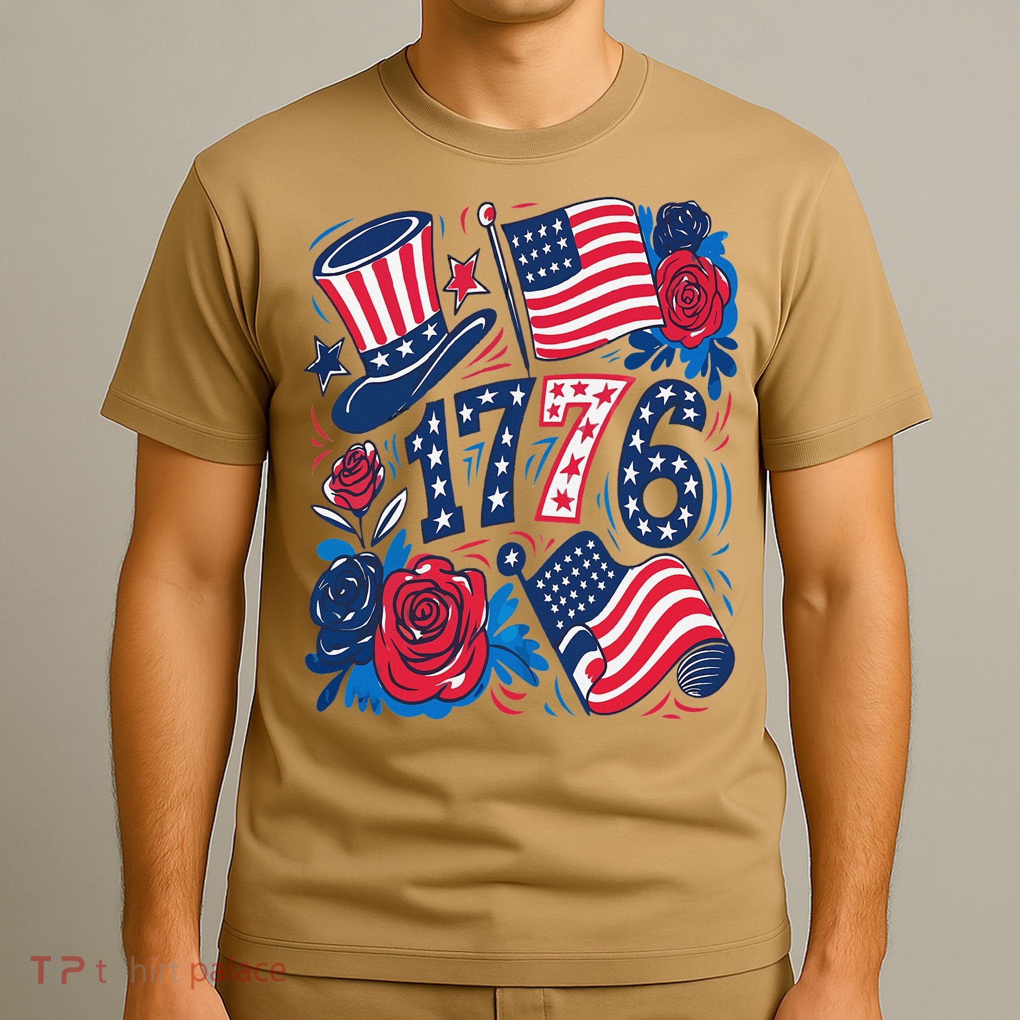 America 1776 4th Of July Independence Day Boho Flower T-Shirt