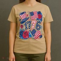 America 1776 4th Of July Independence Day Boho Flower T-Shirt thumb 4