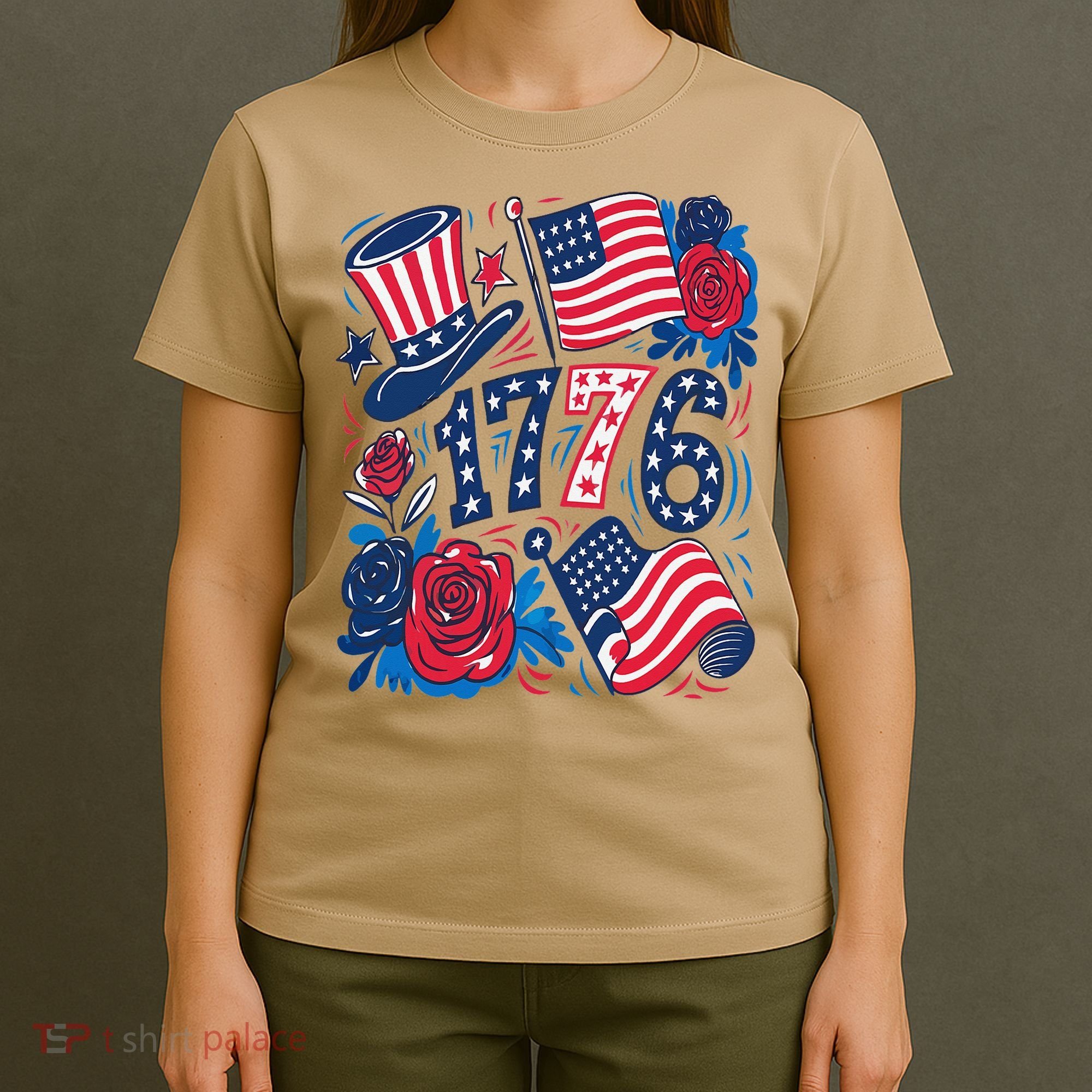 America 1776 4th Of July Independence Day Boho Flower T-Shirt