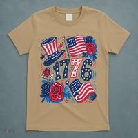 America 1776 4th Of July Independence Day Boho Flower T-Shirt thumb 5