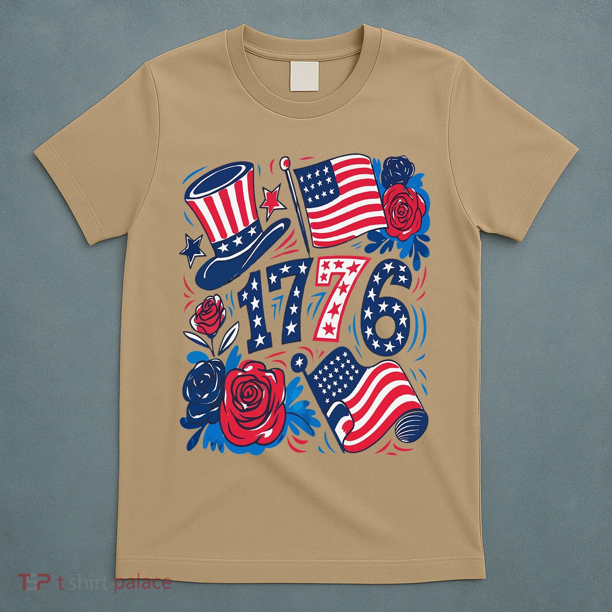 America 1776 4th Of July Independence Day Boho Flower T-Shirt