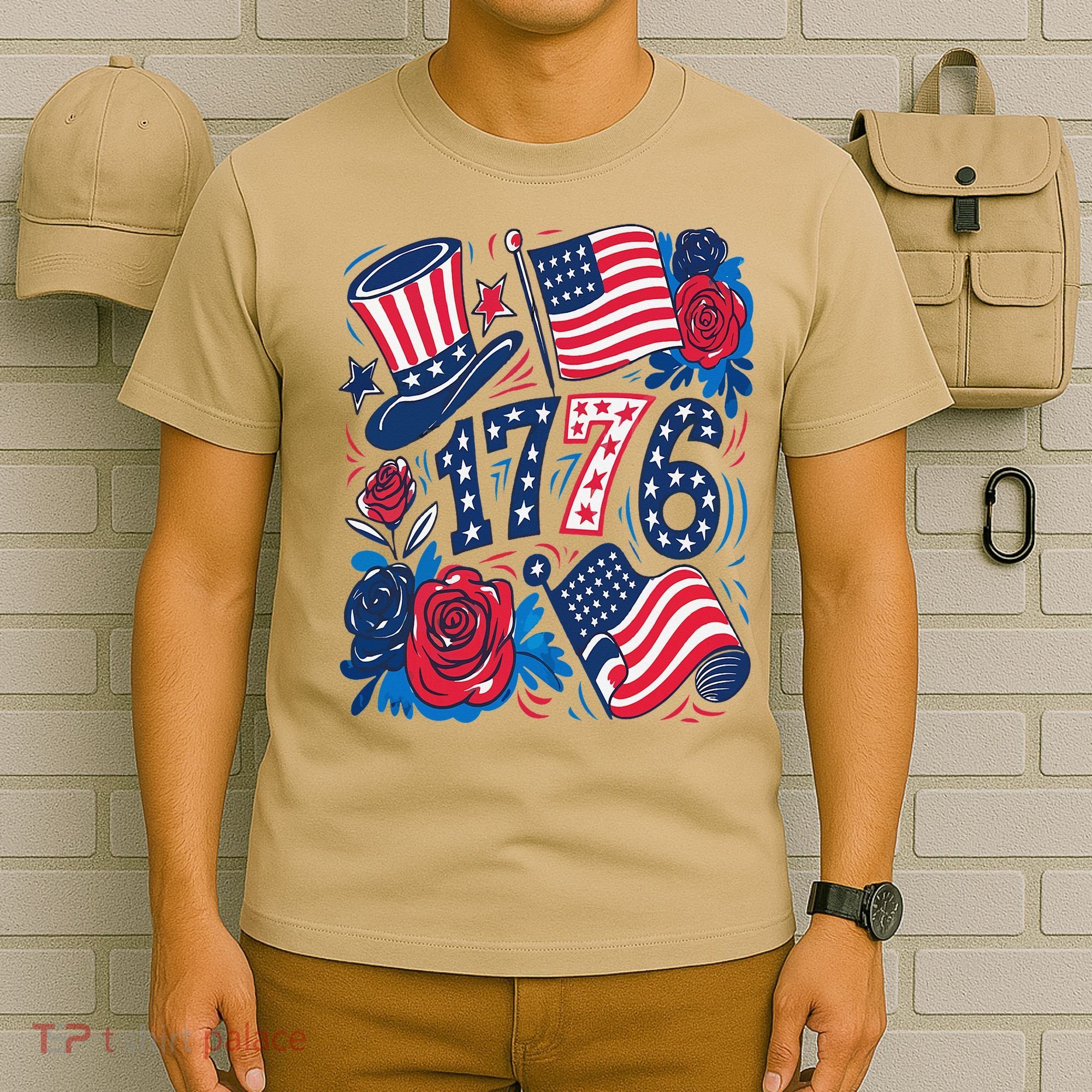 America 1776 4th Of July Independence Day Boho Flower T-Shirt