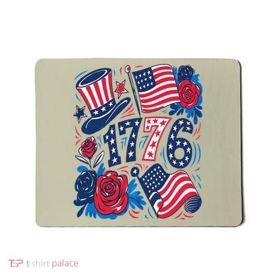 America 1776 4th Of July Independence Day Boho Flower Mousepad