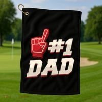 Athletic # 1 Dad Number 1 Father Dad FatherS Day Gift Golf Towel thumb 1