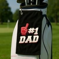 Athletic # 1 Dad Number 1 Father Dad FatherS Day Gift Golf Towel thumb 2