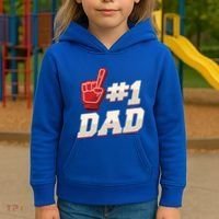 Athletic # 1 Dad Number 1 Father Dad FatherS Day Gift Kids Hoodie thumb 3