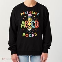 Abcd 1st Grade Rocks Pencil Lightning Teachers Rock Boy Women's Sweatshirt thumb 0