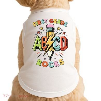 Abcd 1st Grade Rocks Pencil Lightning Teachers Rock Boy Doggie Tank