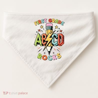 Abcd 1st Grade Rocks Pencil Lightning Teachers Rock Boy USA-Made Doggie Bandana