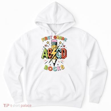 Abcd 1st Grade Rocks Pencil Lightning Teachers Rock Boy Hoodie
