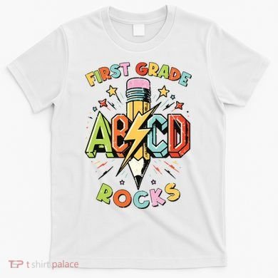 Abcd 1st Grade Rocks Pencil Lightning Teachers Rock Boy T-Shirt