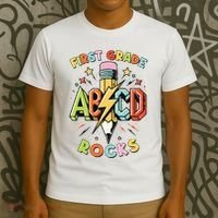 Abcd 1st Grade Rocks Pencil Lightning Teachers Rock Boy T-Shirt thumb 3