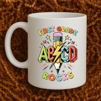 Abcd 1st Grade Rocks Pencil Lightning Teachers Rock Boy Coffee Mug thumb 2