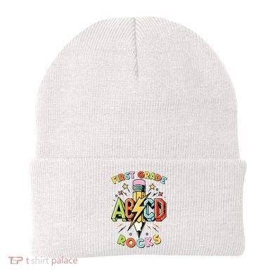 Abcd 1st Grade Rocks Pencil Lightning Teachers Rock Boy Beanie