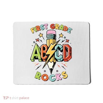 Abcd 1st Grade Rocks Pencil Lightning Teachers Rock Boy Mousepad