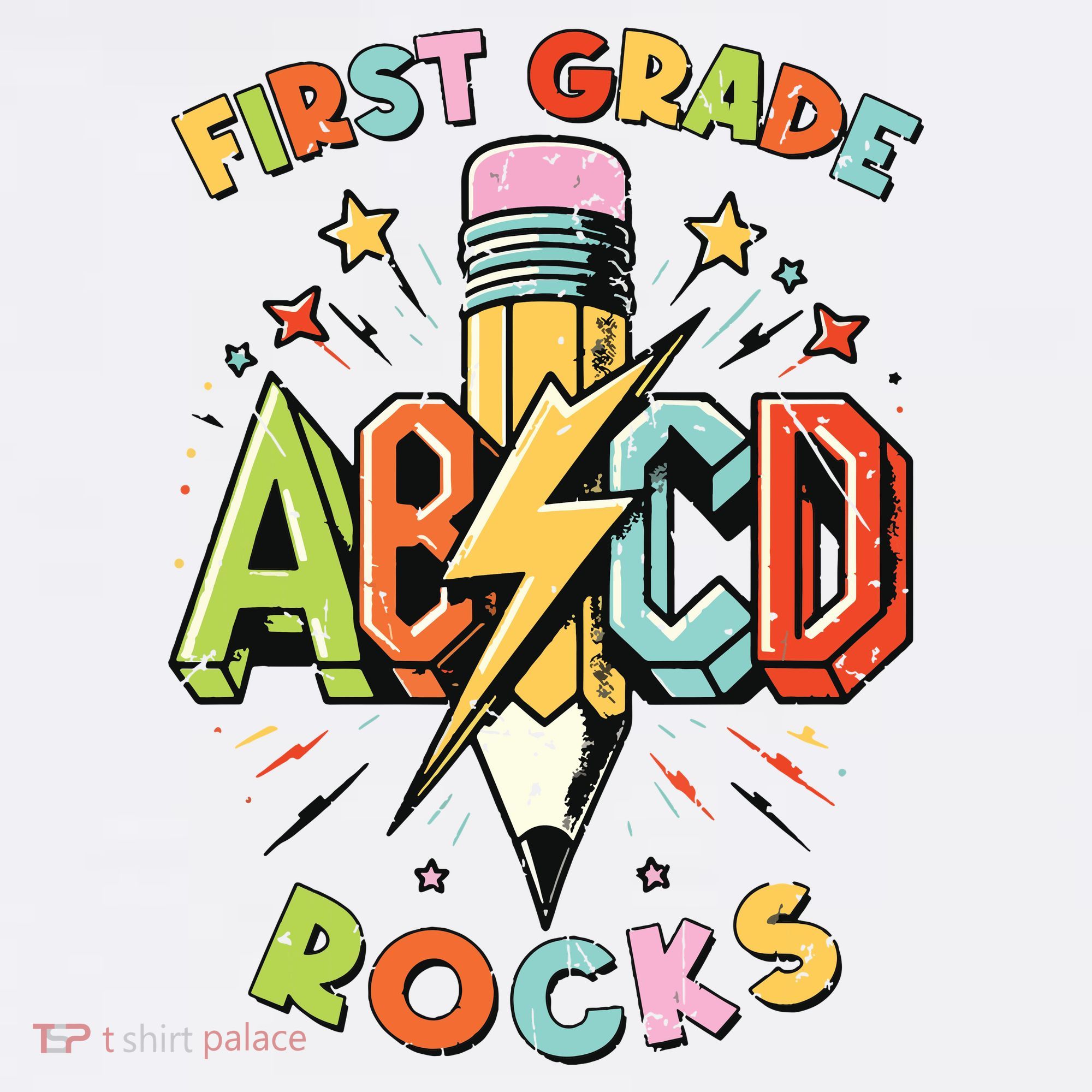 Abcd 1st Grade Rocks Pencil Lightning Teachers Rock Boy Women's Tank Top