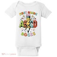 Abcd 1st Grade Rocks Pencil Lightning Teachers Rock Boy Baby Bodysuit thumb 0