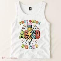Abcd 1st Grade Rocks Pencil Lightning Teachers Rock Boy Tank Top thumb 2