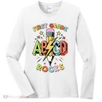Abcd 1st Grade Rocks Pencil Lightning Teachers Rock Boy Women's Long Sleeve Shirt thumb 0