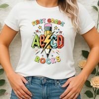 Abcd 1st Grade Rocks Pencil Lightning Teachers Rock Boy Women's T-Shirt thumb 2