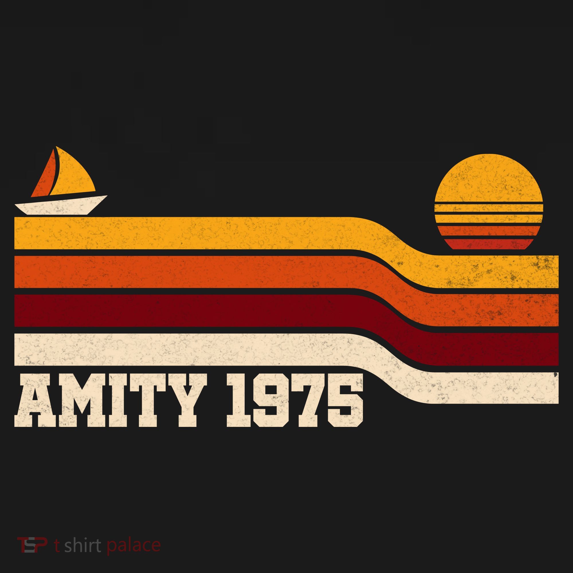 Amity 1975 Retro Sunset Sailboat Coastal Vibes Polo