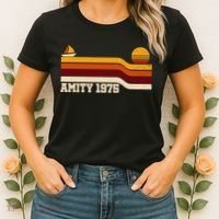 Amity 1975 Retro Sunset Sailboat Coastal Vibes Women's T-Shirt thumb 2