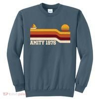 Amity 1975 Retro Sunset Sailboat Coastal Vibes Sweatshirt thumb 0