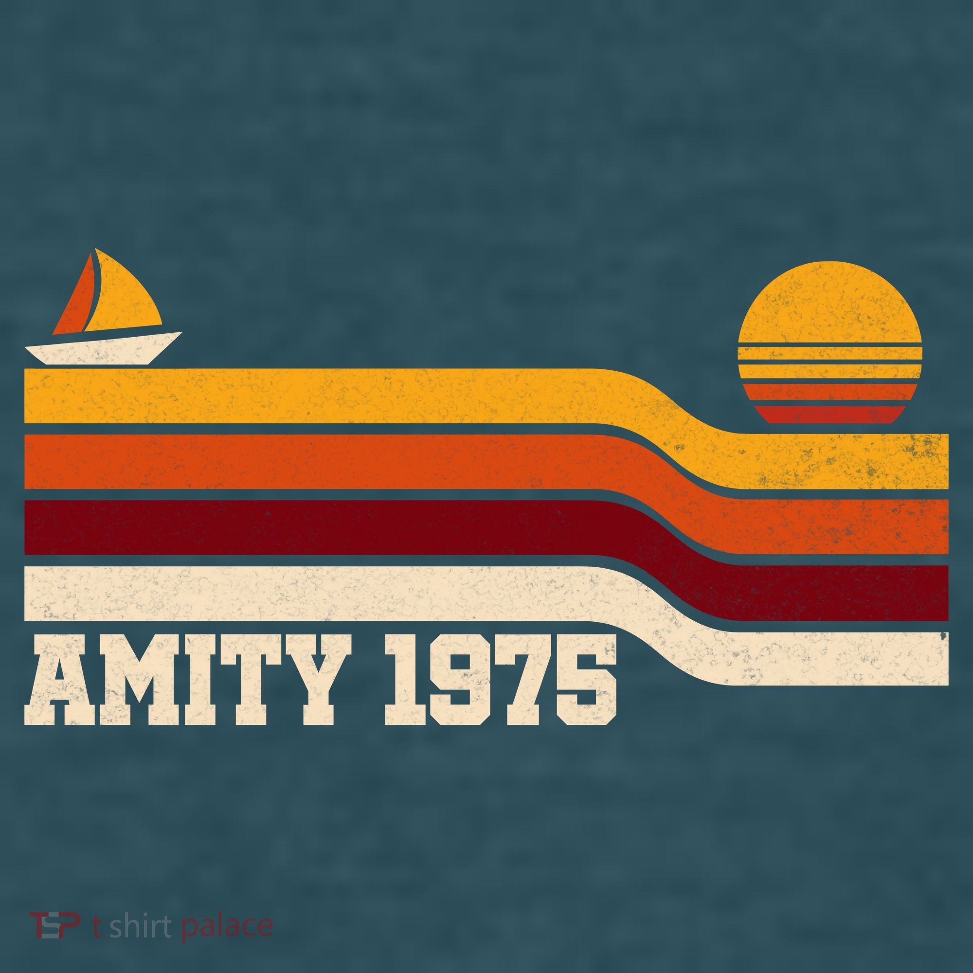 Amity 1975 Retro Sunset Sailboat Coastal Vibes Sweatshirt