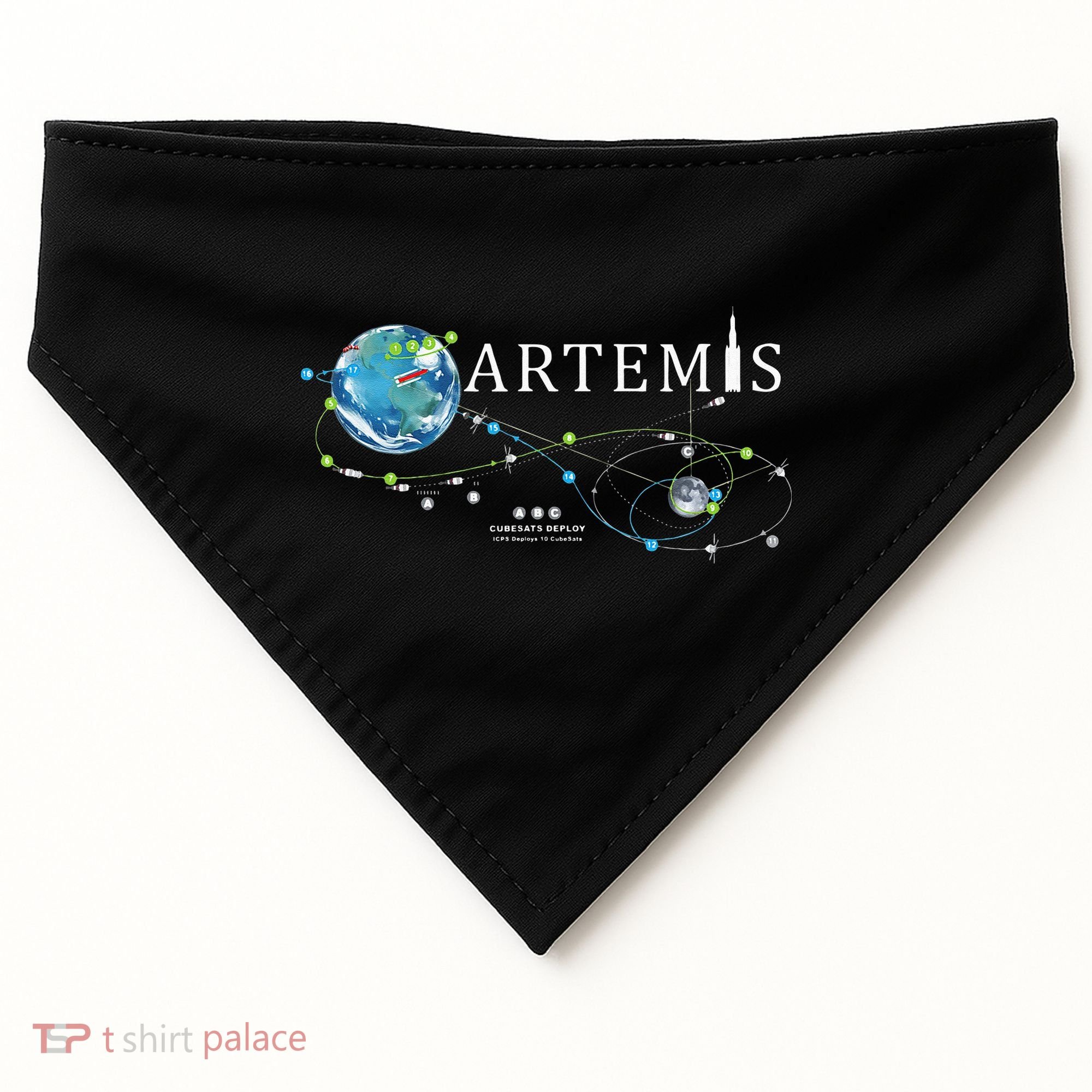 Artemis 1 Route Map SLS Rocket Launch Mission To The Moon USA-Made Doggie Bandana