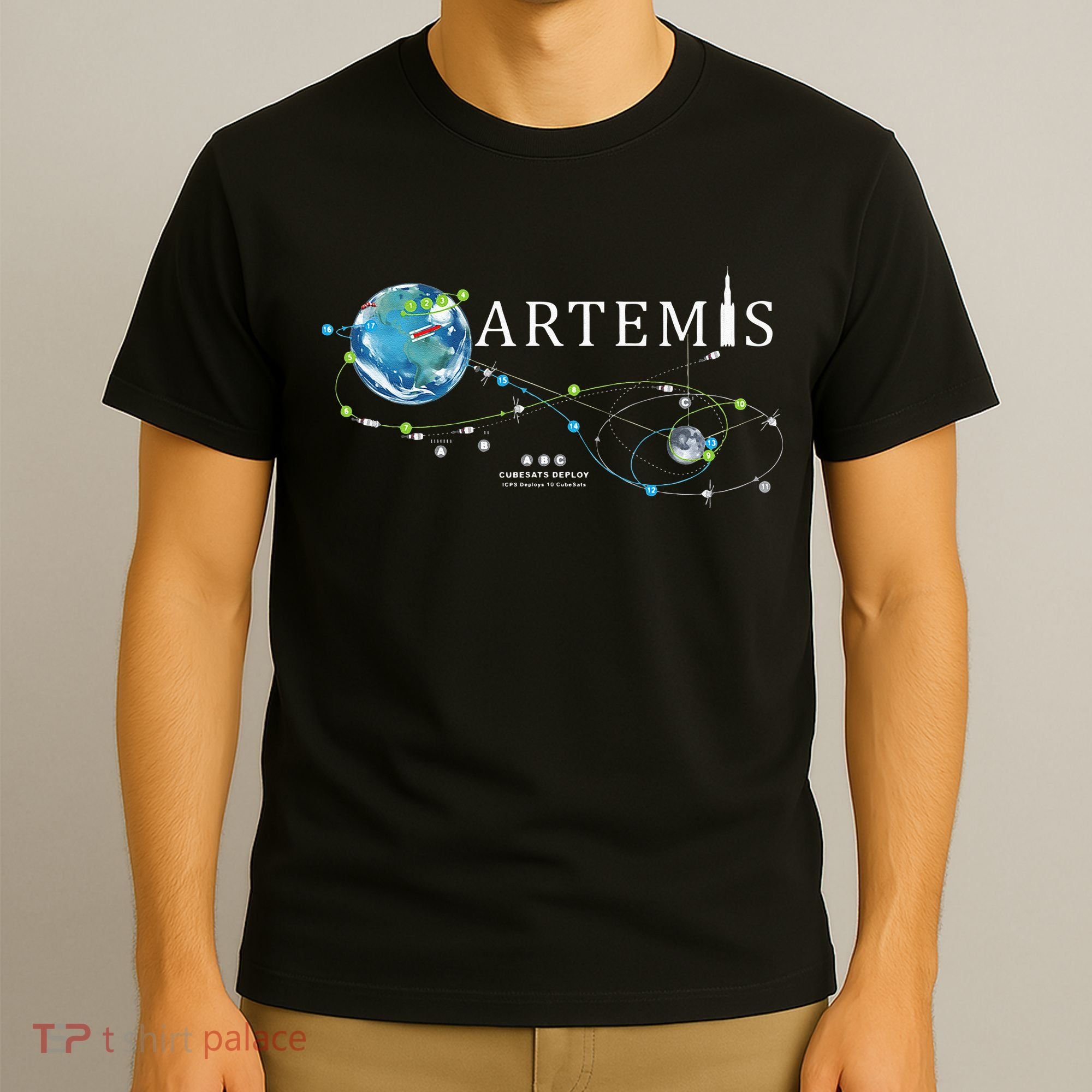 Artemis 1 Route Map SLS Rocket Launch Mission To The Moon T-Shirt
