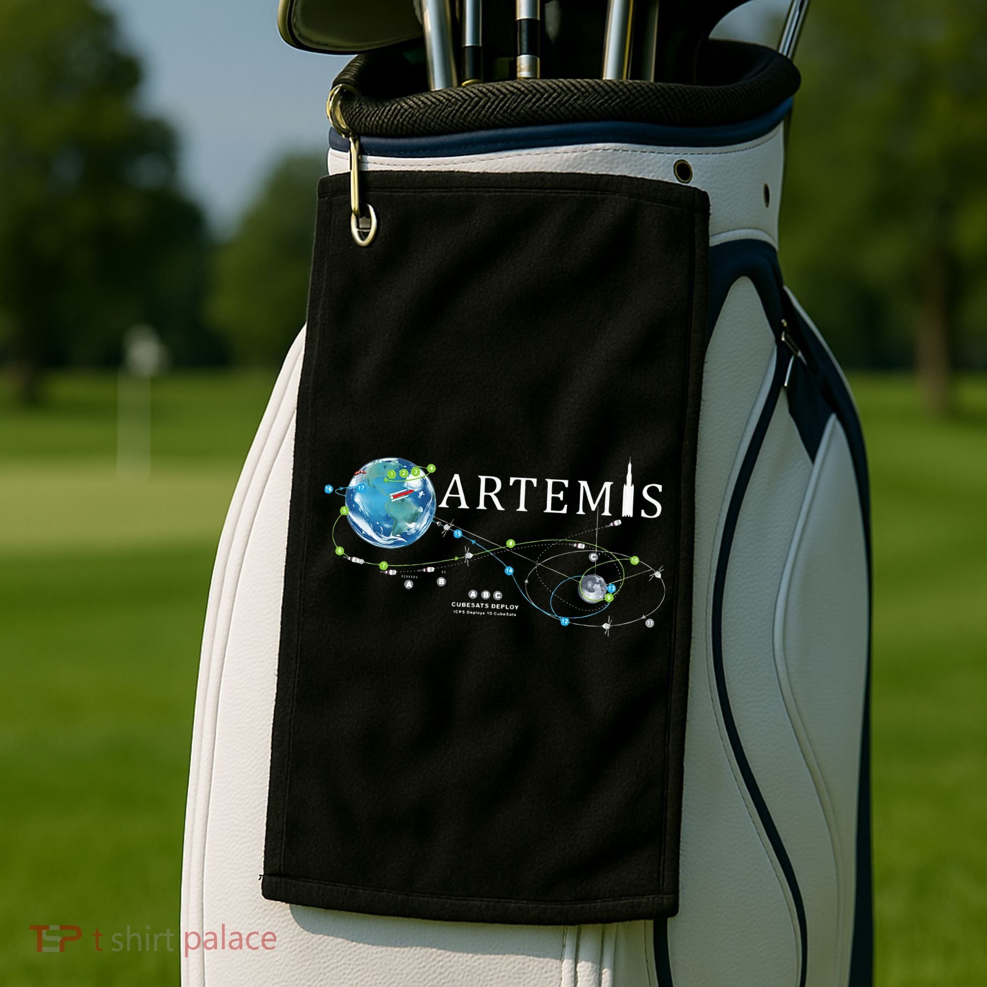 Artemis 1 Route Map SLS Rocket Launch Mission To The Moon Golf Towel