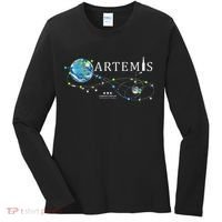 Artemis 1 Route Map SLS Rocket Launch Mission To The Moon Women's Long Sleeve Shirt thumb 0