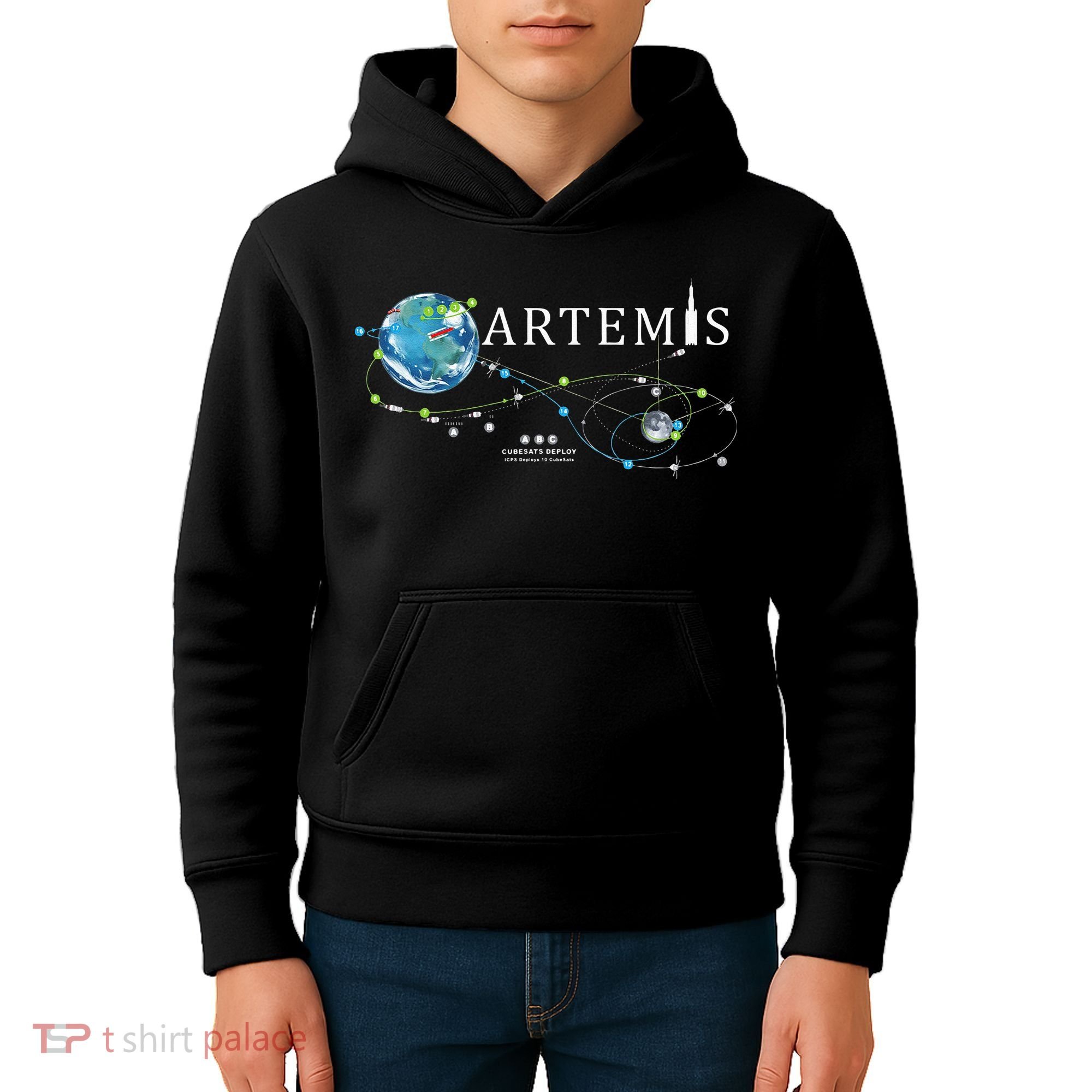 Artemis 1 Route Map SLS Rocket Launch Mission To The Moon Kids Hoodie