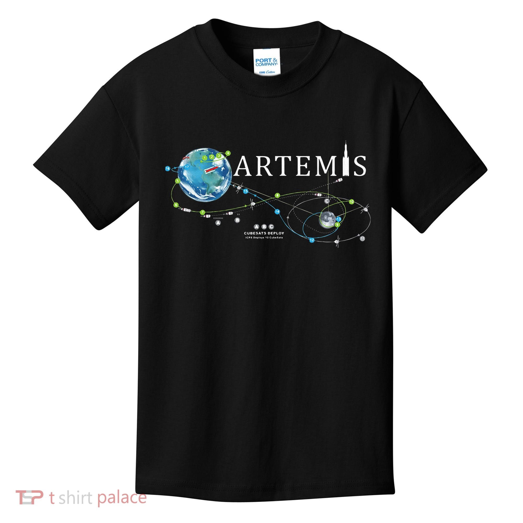 Artemis 1 Route Map SLS Rocket Launch Mission To The Moon Kids T-Shirt