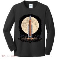 Artemis 1 SLS Rocket Launch Mission To The Moon And Beyond Kids Long Sleeve Shirt thumb 0