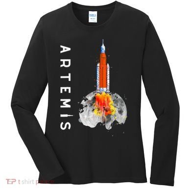 Artemis 1 SLS Rocket Launch Mission To The Moon And Beyond Women's Long Sleeve Shirt